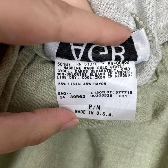 Vintage 90s Cottagecore Sage Green Linen Midi Skirt Medium Floral Romantic Fairy - Picture 6 of 6